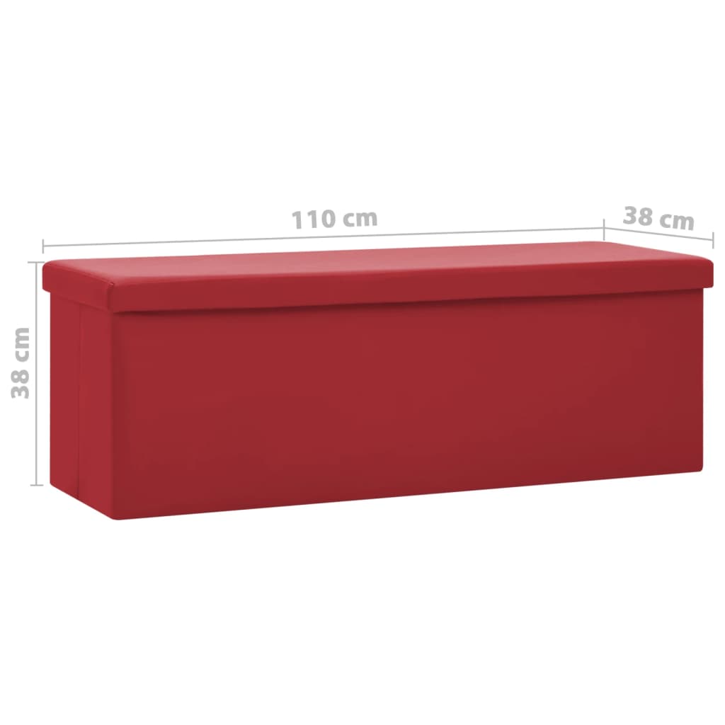 Wine red PVC folding storage bench