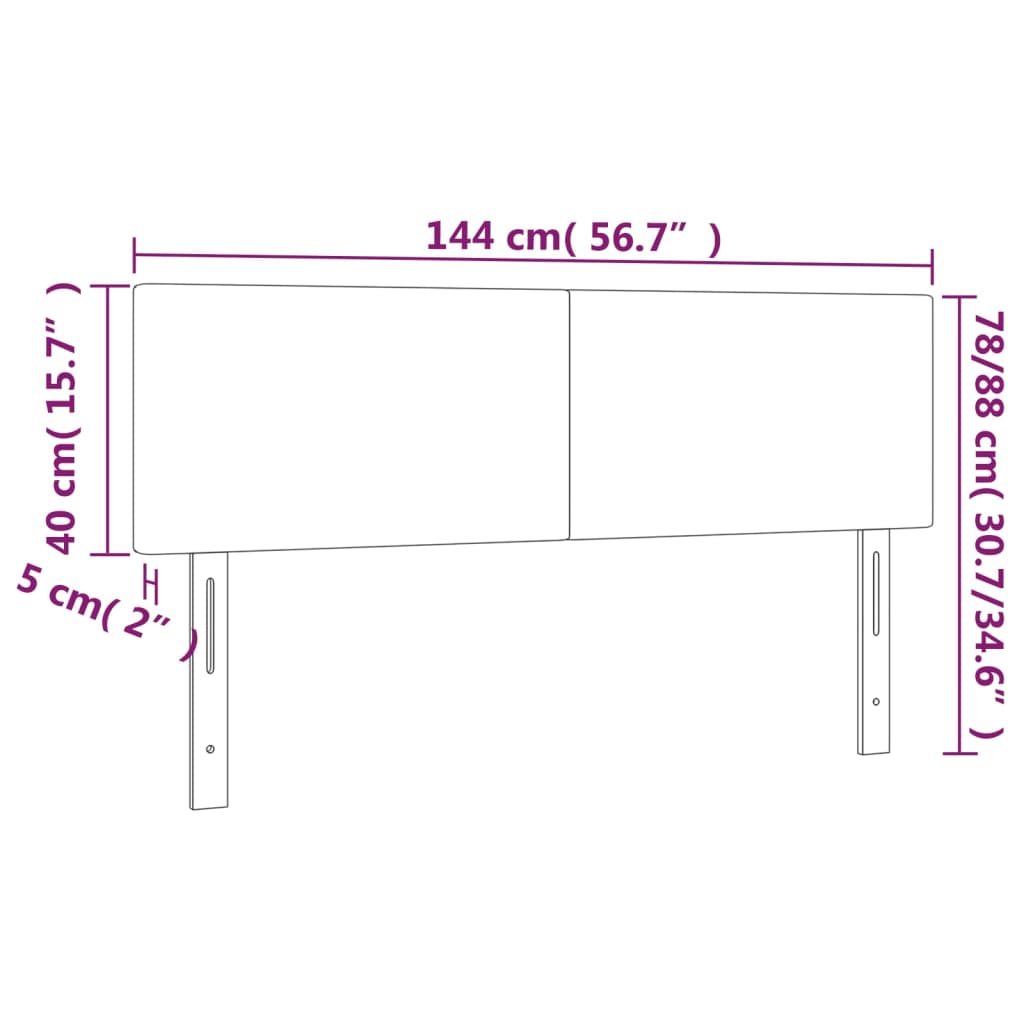 Headboards 2 units synthetic leather grey 72x5x78/88 cm