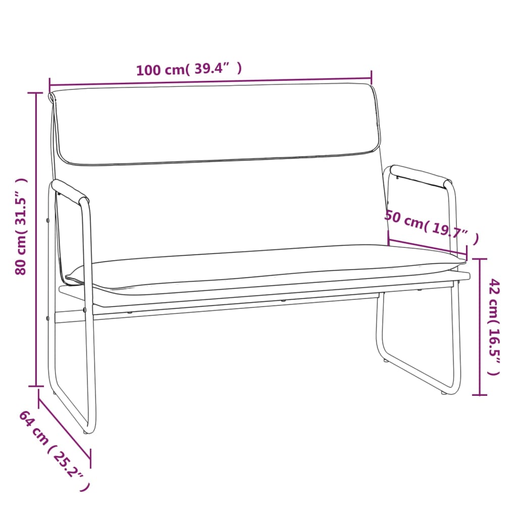 Black synthetic leather bench 100x64x80 cm