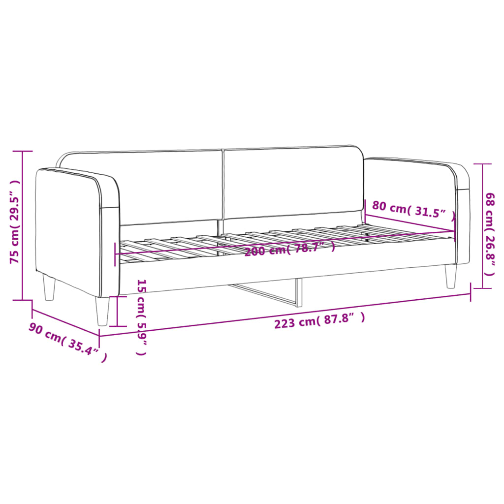 Light gray fabric sofa bed 80x200 cm