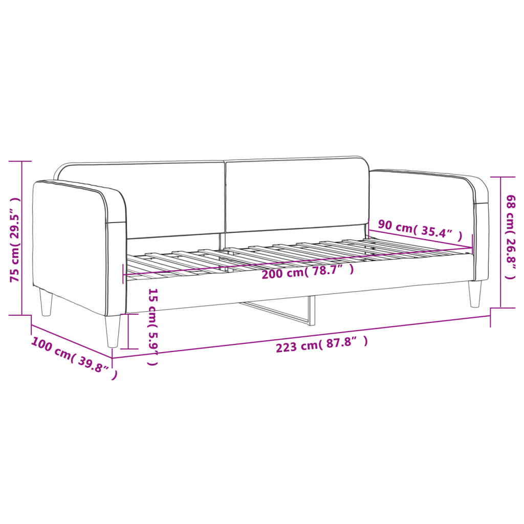 Black fabric sofa bed 90x200 cm