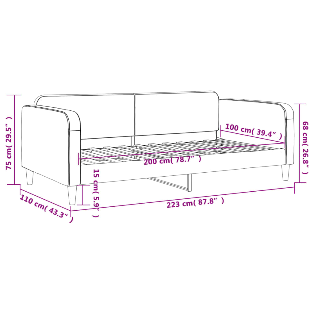 Black fabric sofa bed 100x200 cm