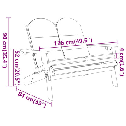 Adirondack Garden Bench with Cushions Acacia Wood 126 cm