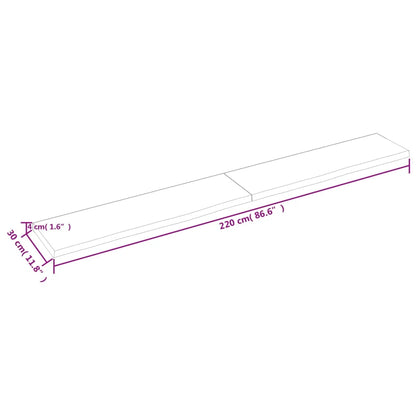 Estante pared madera roble tratada marrón oscuro 220x30x(2-4)cm