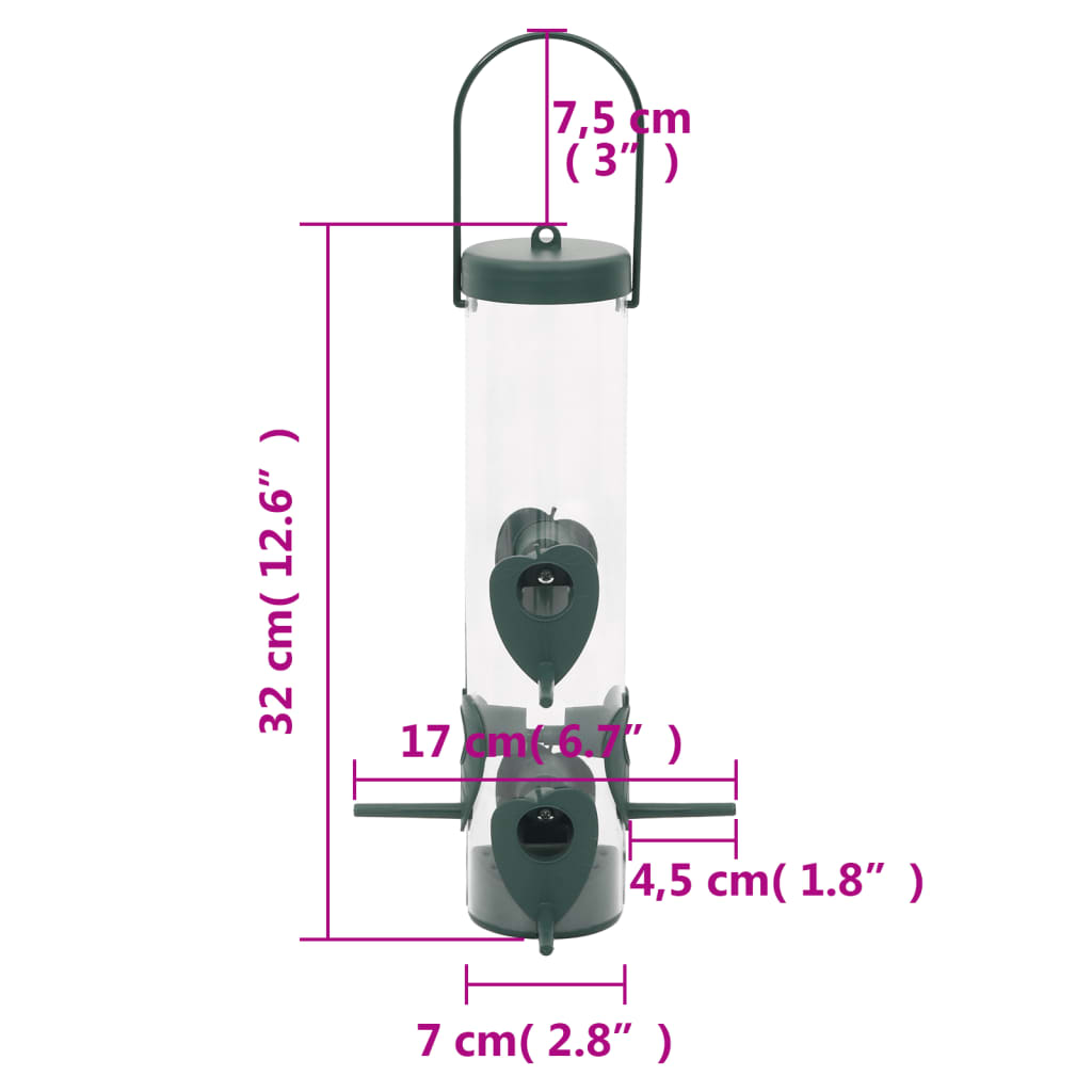 Bird feeders 3 pcs dark green 17x17x32 cm