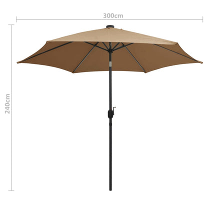 Umbrella with LED lights and 300 cm aluminium pole 