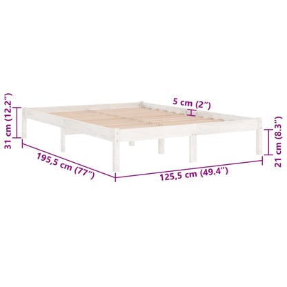 vidaXL Estructura de cama doble pequeña madera maciza blanca