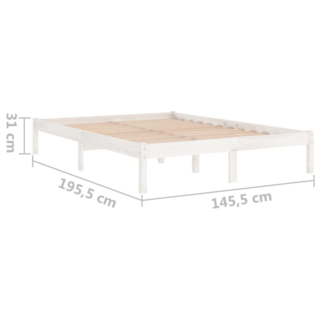 vidaXL Estructura de cama doble pequeña madera maciza blanca