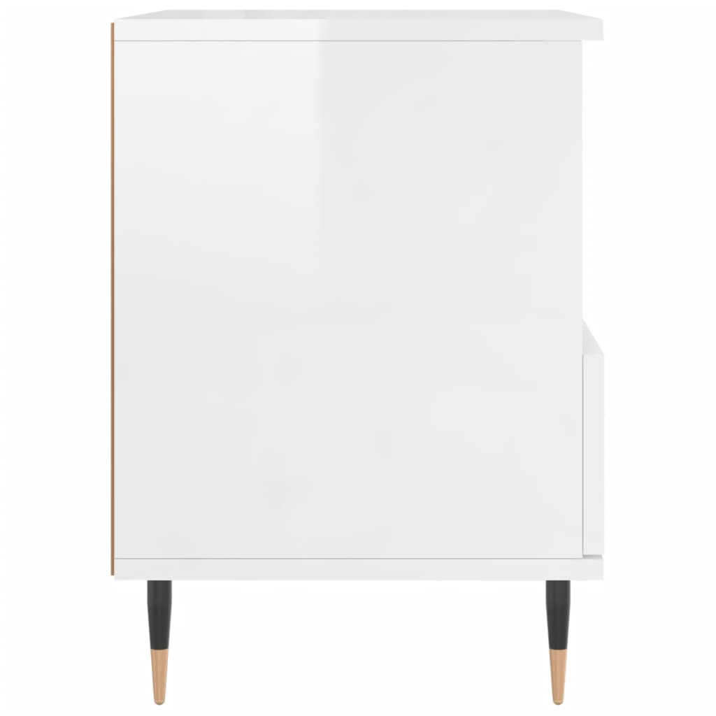 Bedside table, gloss white plywood, 40x35x50 cm