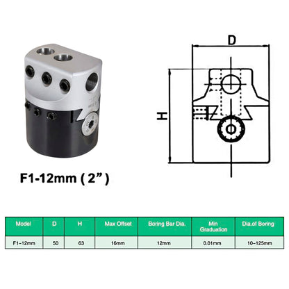 Set de herramientas perforación 15 piezas cabezal 50mm MT2/MT3-F1-12