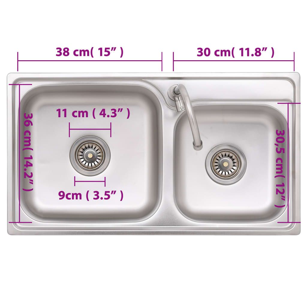 Single bowl stainless steel camping sink 