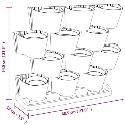 Set de plantas jardín vertical 12 uds polipropileno antracita