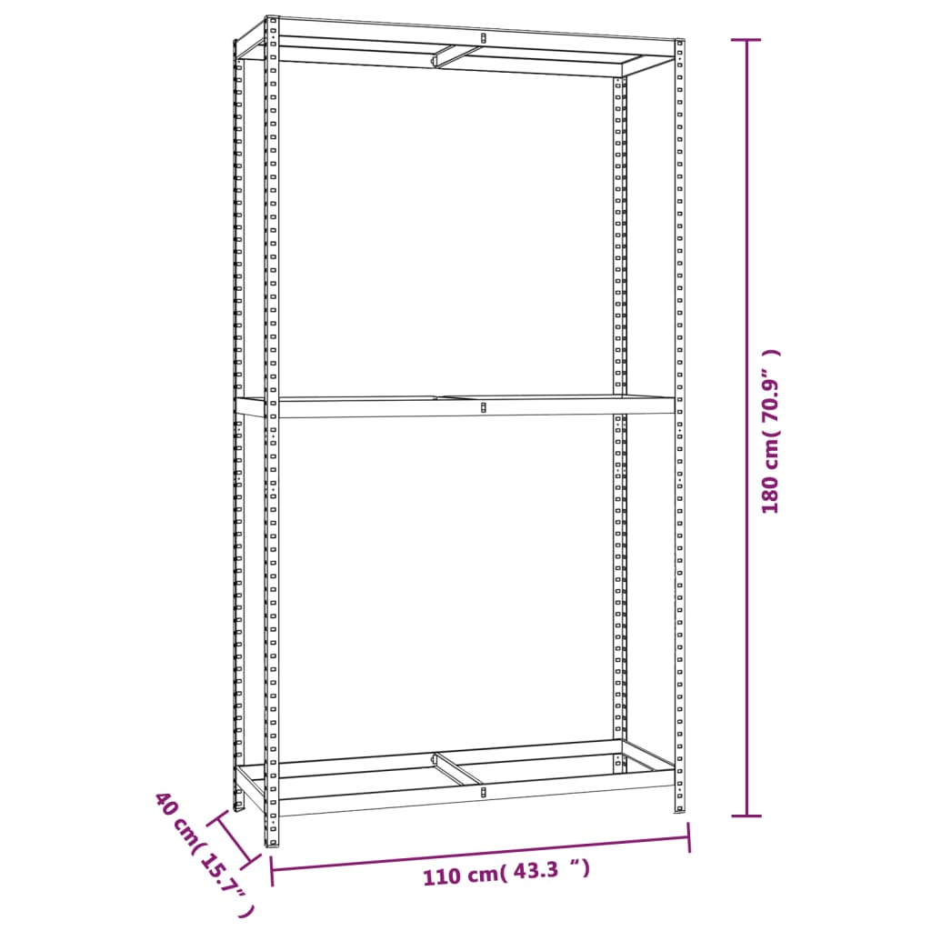 Estanterías para neumáticos 2 niveles 2 uds acero 110x40x180 cm