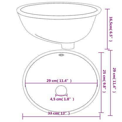 White ceramic oval bathroom sink 43x35x19 cm