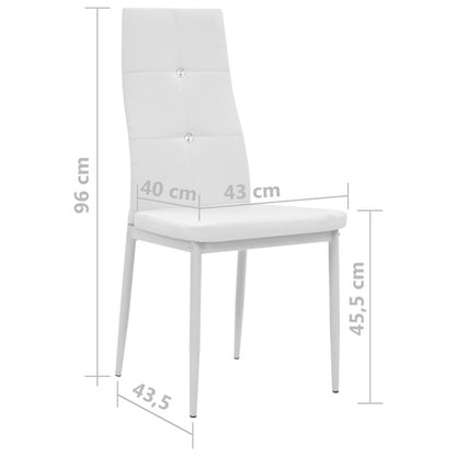 Dining room chairs 4 units white synthetic leather