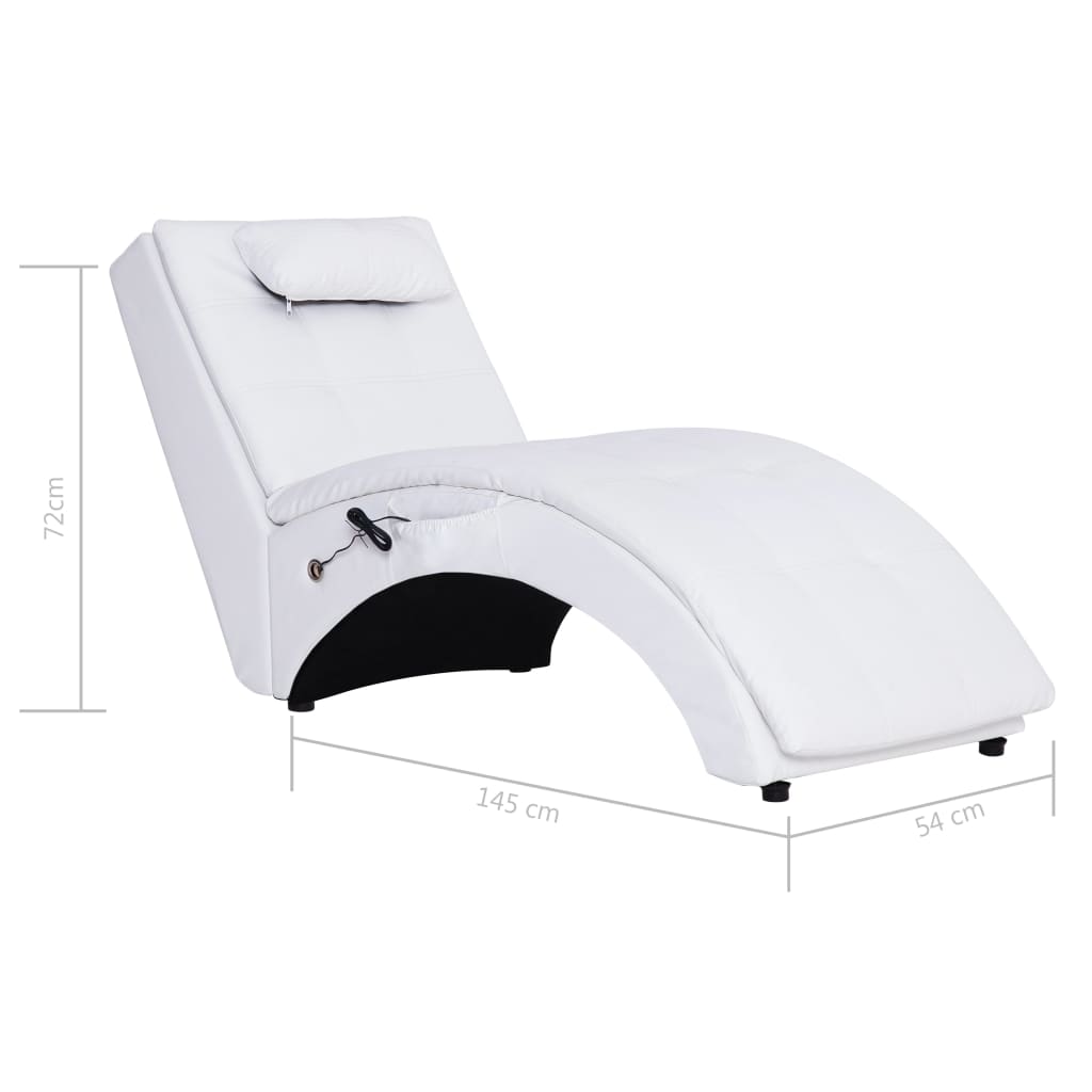 Massage couch with white faux leather pillow