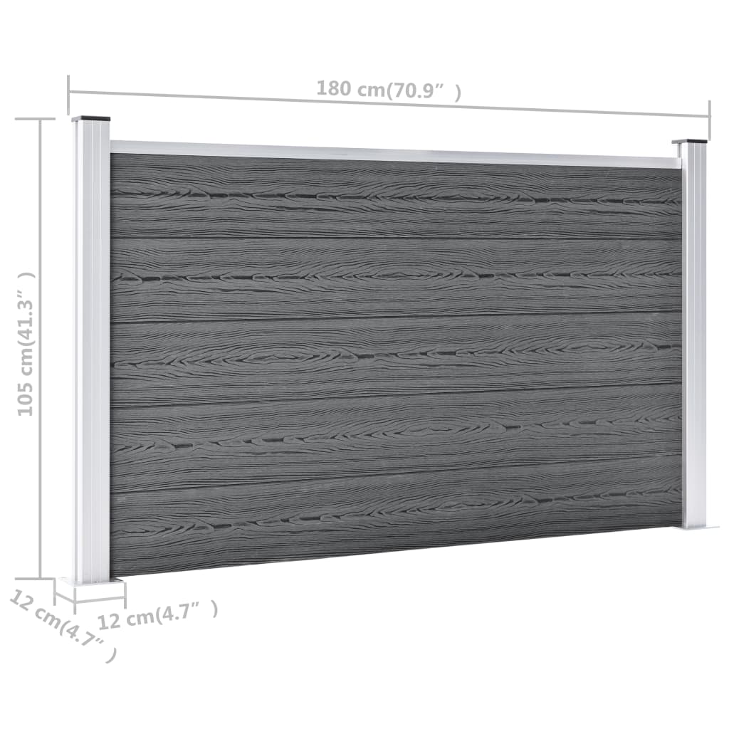 WPC garden fence grey 353x106 cm