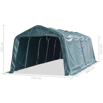 Detachable livestock tent PVC dark green 550g/m² 3.3x16 m