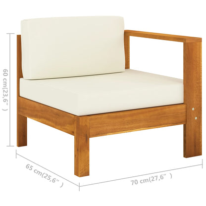 Muebles de jardín 6 pzas cojines blanco crema madera de acacia