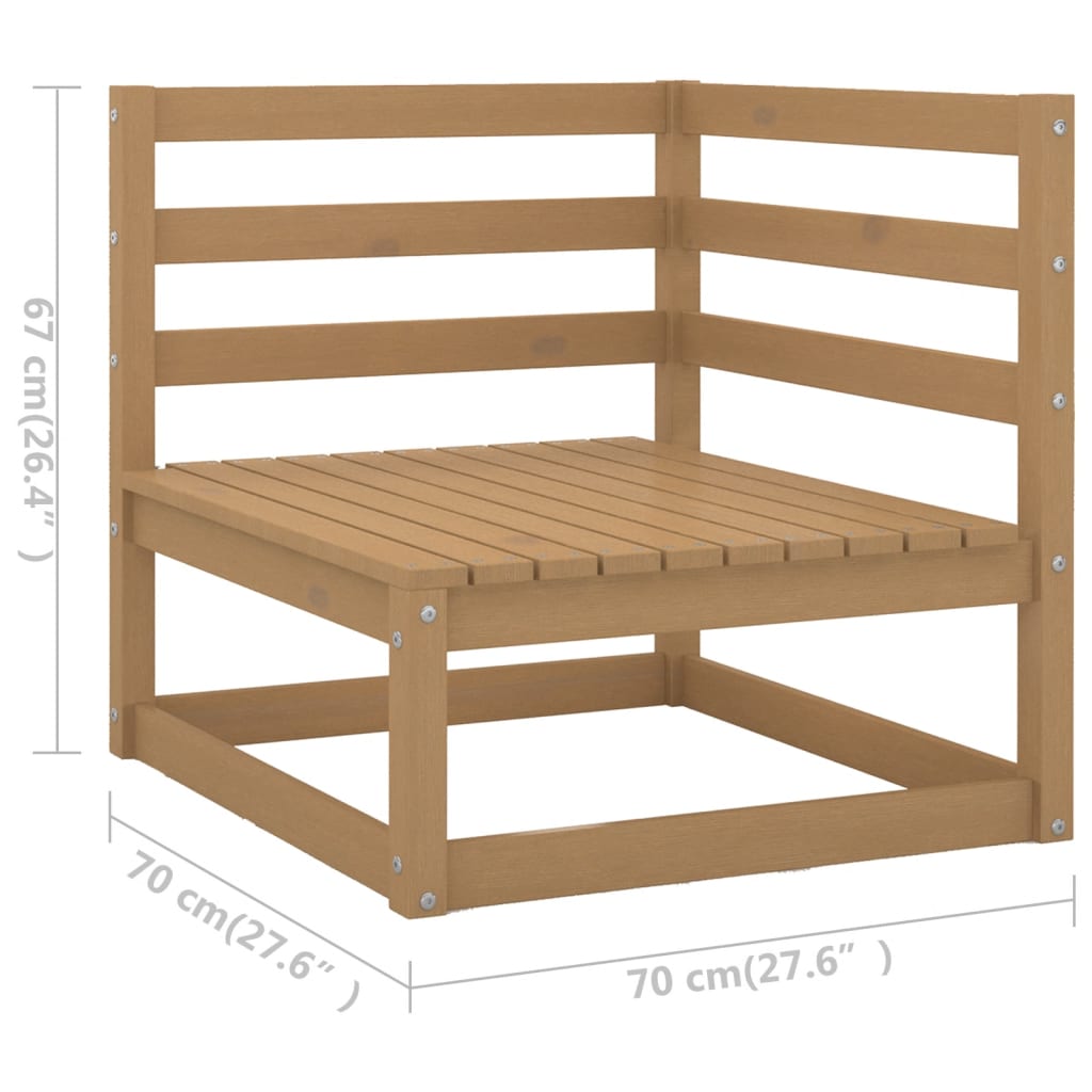 Set de muebles de jardín 13 pzs cojines madera pino marrón miel