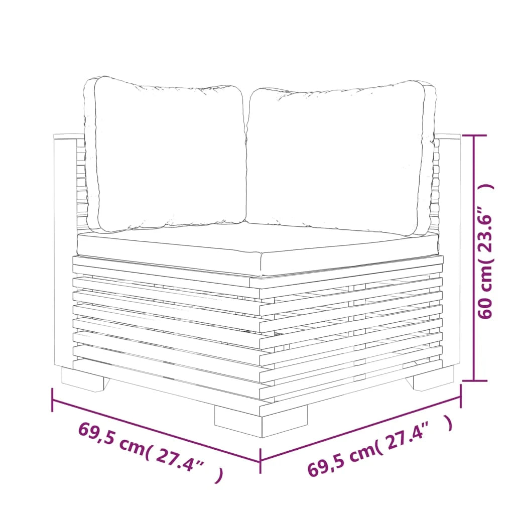 12-piece garden furniture set with cushions made of solid teak wood