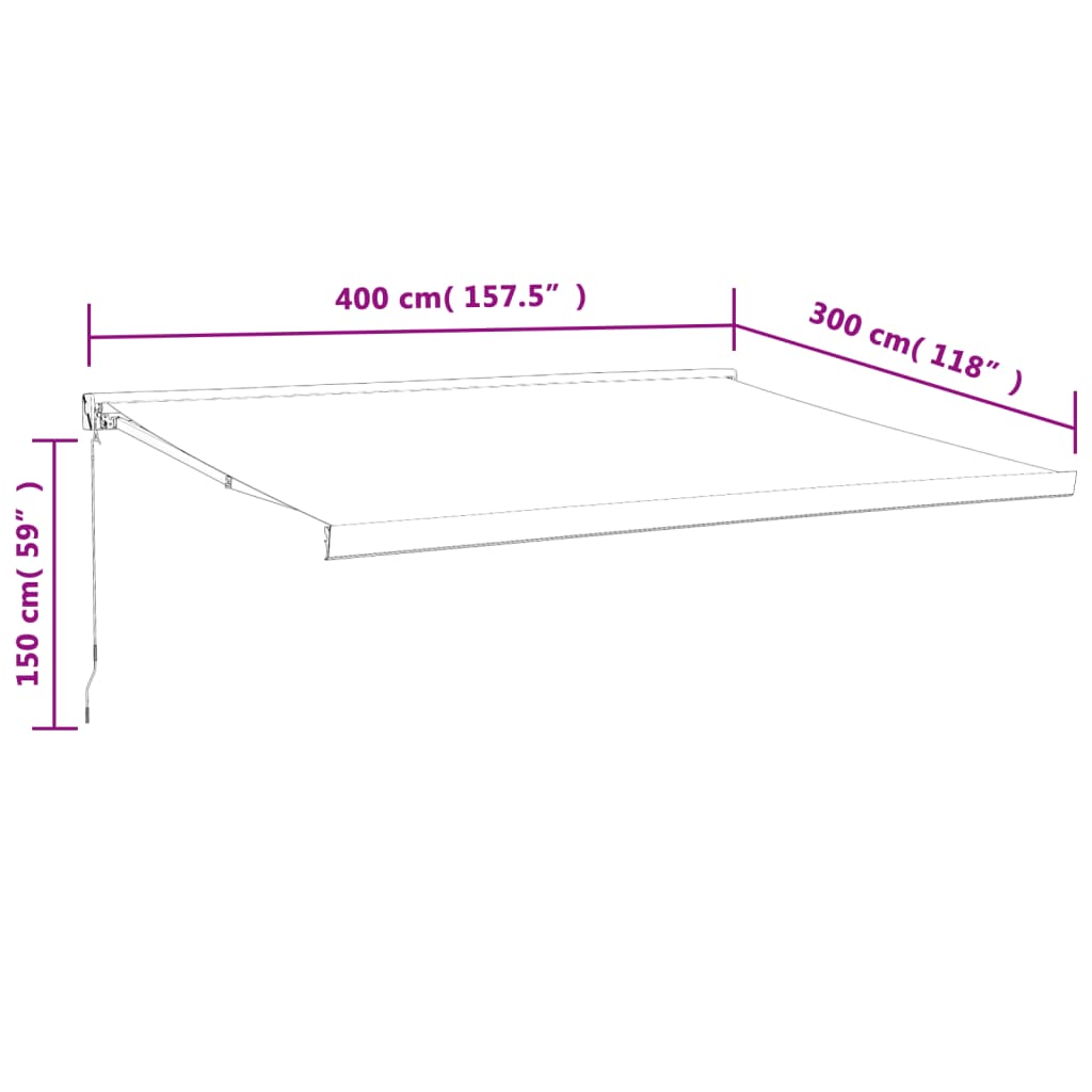 Toldo retráctil aluminio y tela naranja y marrón 4x3 m