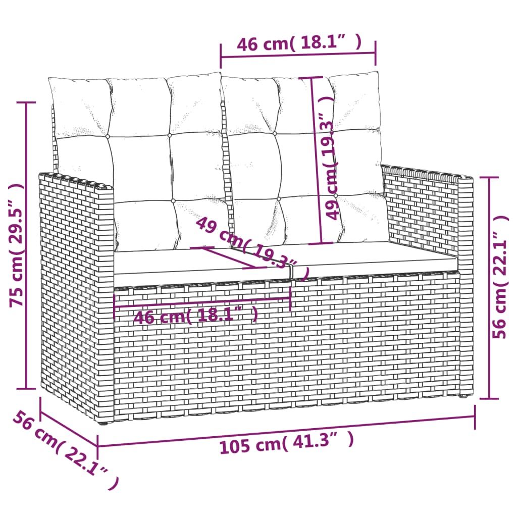 Garden furniture with cushions 4 pieces synthetic rattan grey