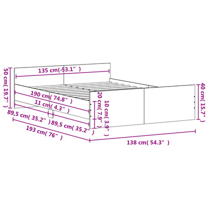 vidaXL Bed Frame with Headboard and Footboard White 135x190 cm 