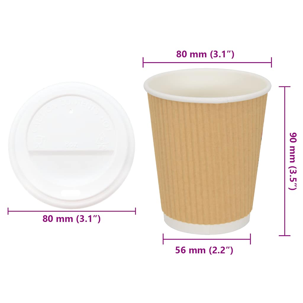 Vasos de café de papel con tapa 1000 uds 100/200/300/400ml