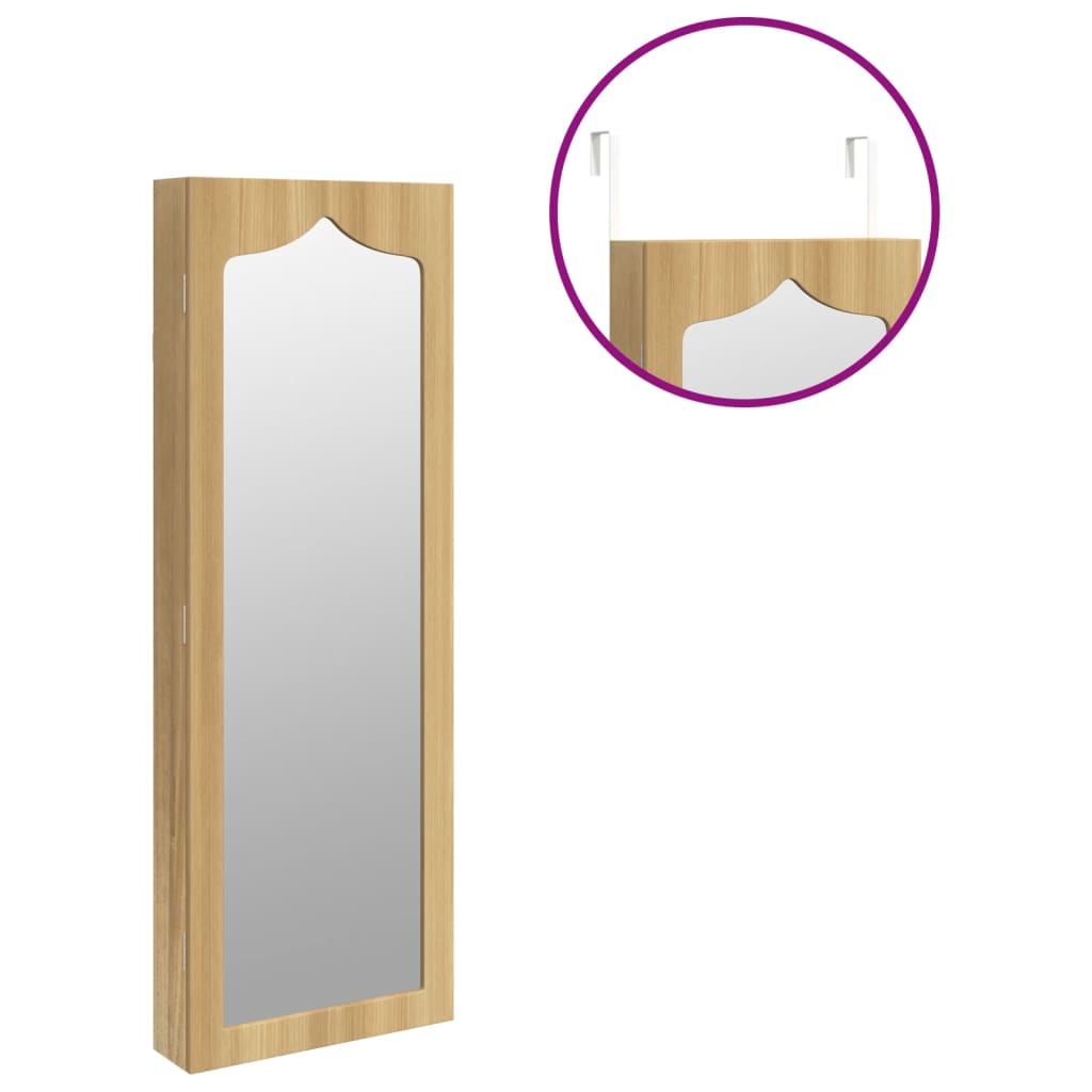 Mirror with jewelry box and LED lights for wall white