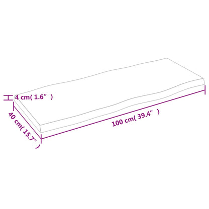 Tablero mesa madera tratada borde vivo marrón 100x40x(2-4) cm