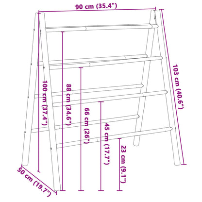 Escalera toallero doble con 4 peldaños bambú 90x50x100 cm