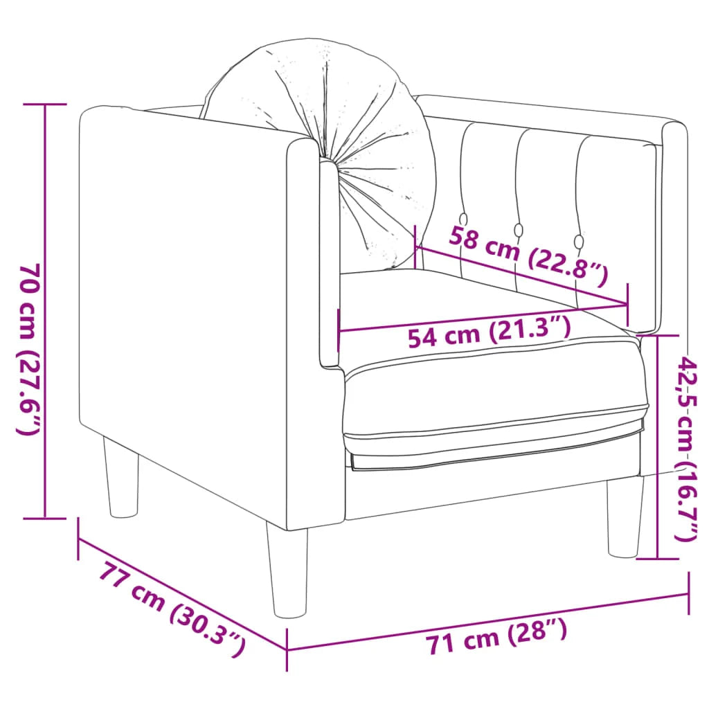 Sillón con cojín de cuero sintético de ante marrón