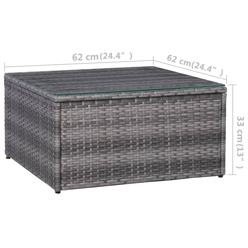 Set de muebles de jardín y cojines 5 pzas. ratán sintético gris