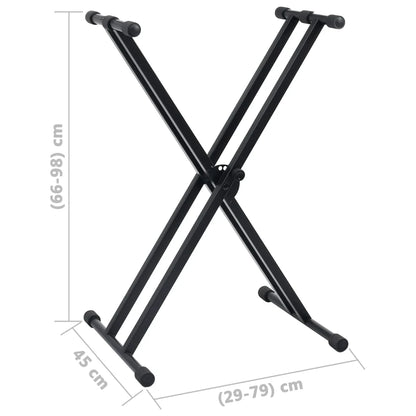 Set de soporte para teclado con doble refuerzo y taburete negro