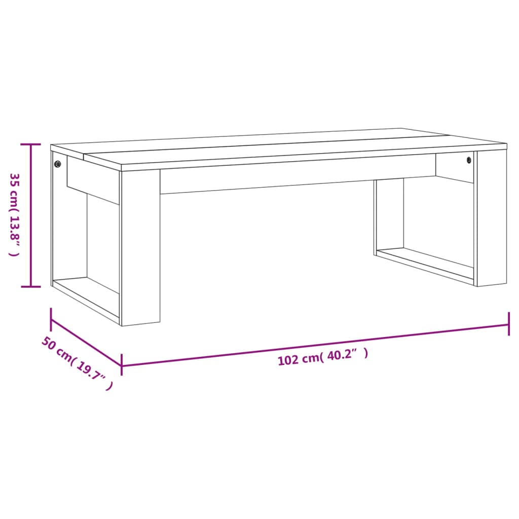 Sonoma grey engineered wood coffee table 102x50x35 cm