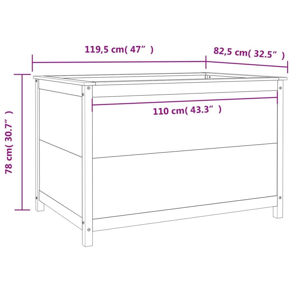 Raised garden bed honey brown pine wood 119.5x82.5x78 cm