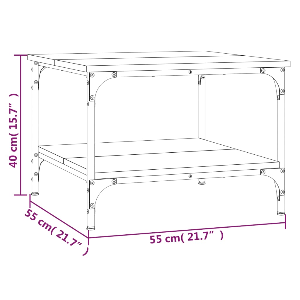 Coffee table engineered wood oak brown 55x55x40 cm