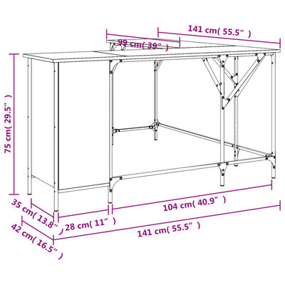 Escritorio madera de ingeniería 141x141x75 cm