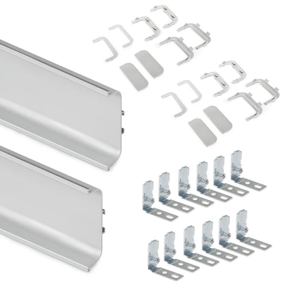 Emuca Kit of 2 central Gola profiles for kitchen furniture, length 2.35m, with accessories, Aluminum