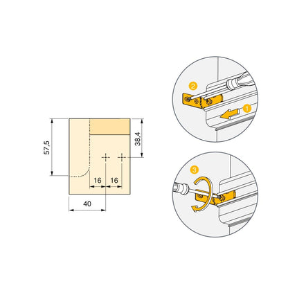 Emuca Kit de 2 perfiles superiores Gola para muebles de cocina, longitud 2,35m, con accesorios, Aluminio