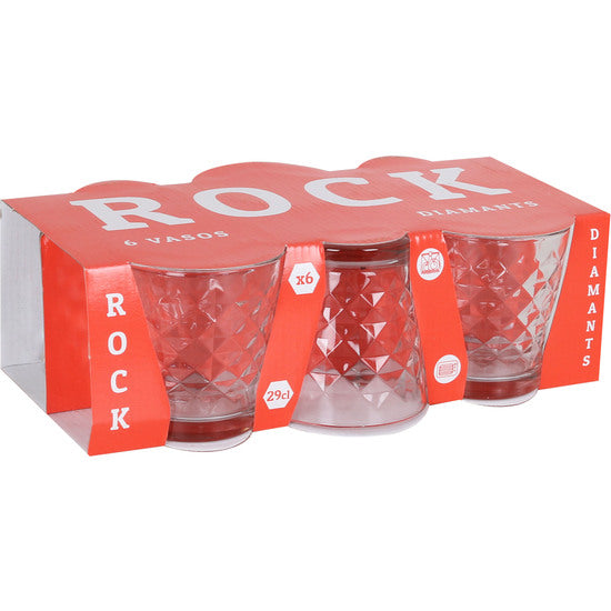 SET OF 6 GLASSES 290CC ROCK DIAMONDS