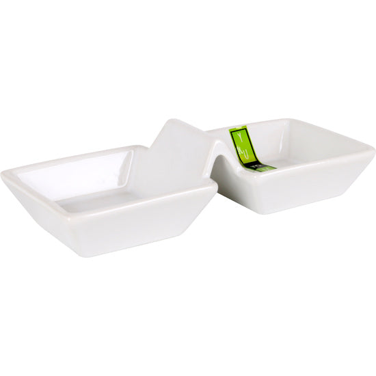 MINI DOUBLE WHITE BOWL 17.5X7.8X4.2CM YUMMY