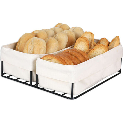 BLACK BREAD BASKET WITH 2 COTTON BASKETS