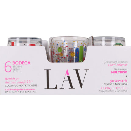 6 VASOS MEDIDOR 515CC DECORACIÓN SURTIDA