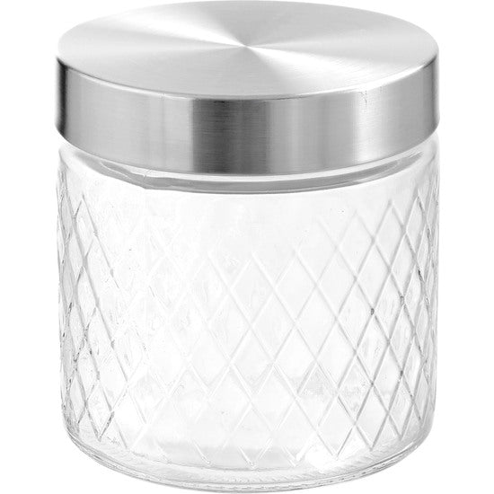 GLASS JAR T/STEEL 830ML ANNA RELIEF