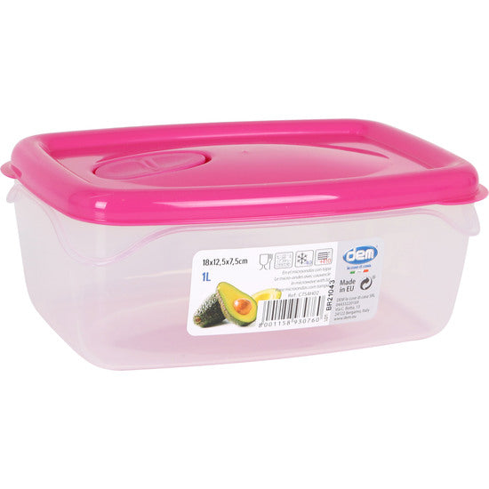 1L RECTANGULAR HERMETIC MICROWAVE LUNCH BOX - ASSORTED COLOURS