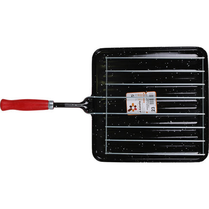 ASADOR CUADRADO CON PARRILLA 23CM JASPEADA