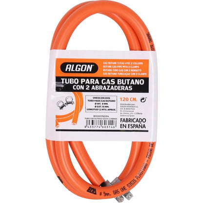 TUBO GAS BUTANO 120CM CON ABRAZADERAS