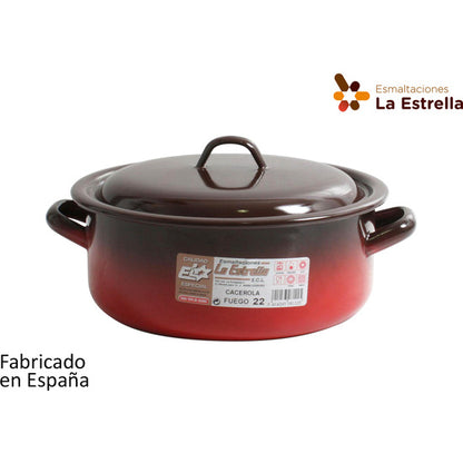 ENAMELLED PAN WITH LID 22CM - 3.4L FIRE